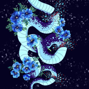 Illustration Numérique Serpent bleu
